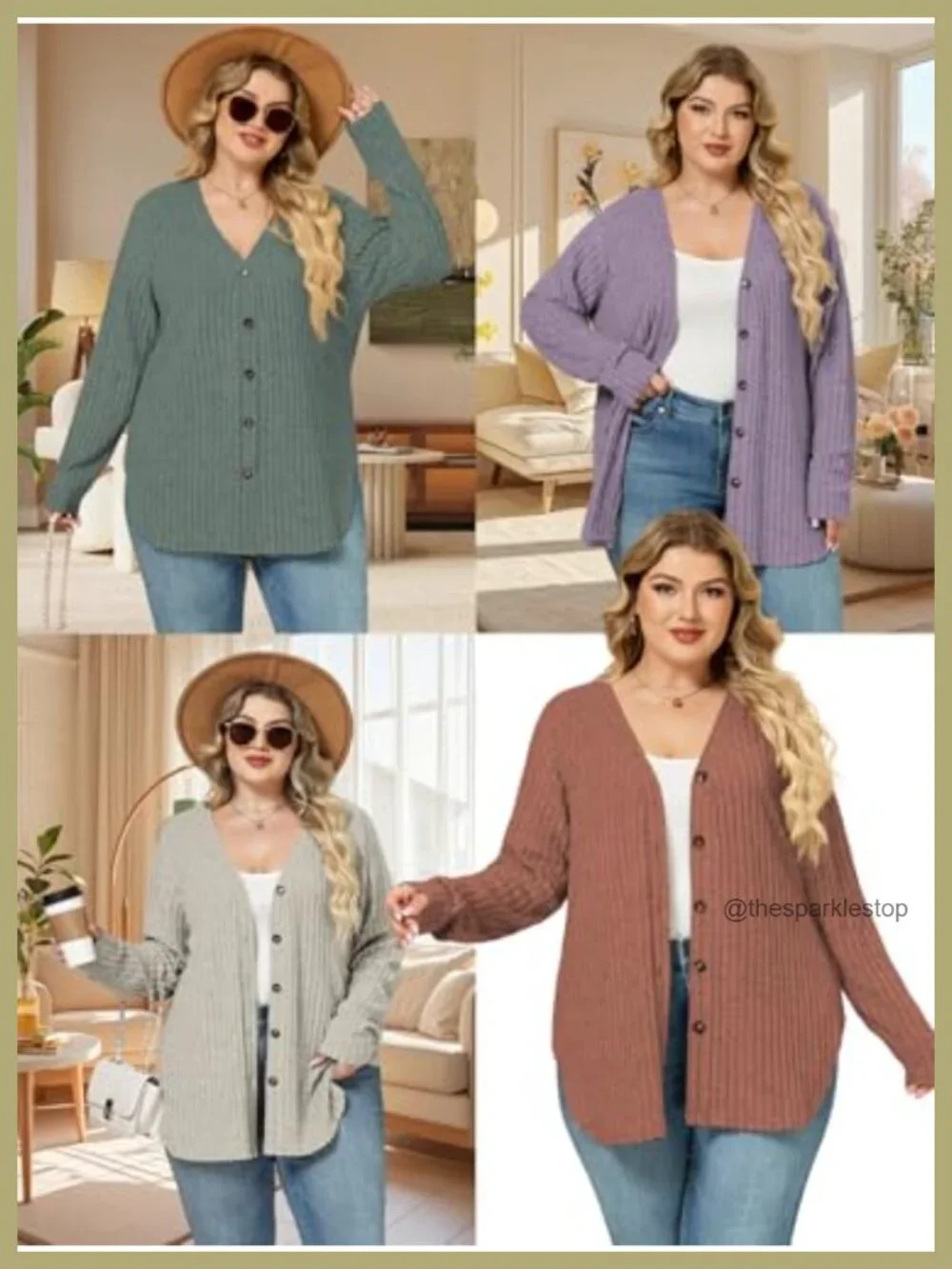 Plus Size Women's Open Front Cardigan Trendy Long Sleeve Lightweight Ribbed